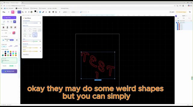 Rhinely text effect controls and sliders